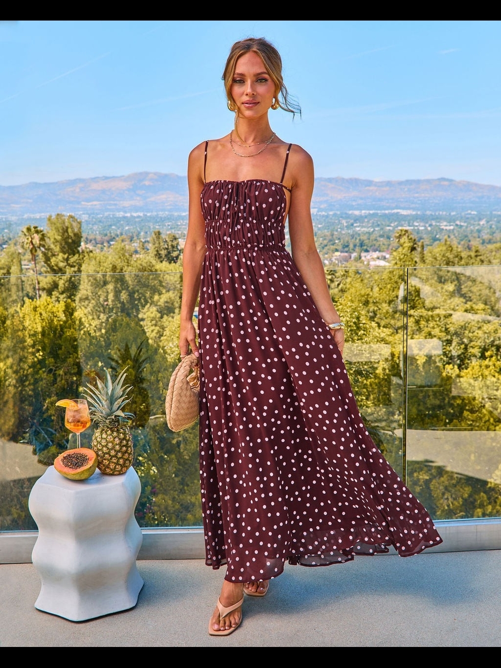 Vici Joyelle Polka Dot Maxi Dress Small
